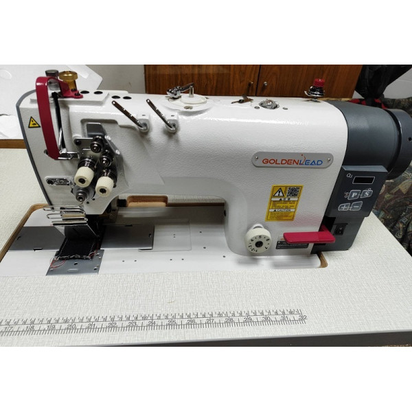Двухигольная швейная машина челночного стежка GOLDEN LEAD GL-872D-BH-P без отключения игл с увеличенными челноками для средних и тяжелых тканей