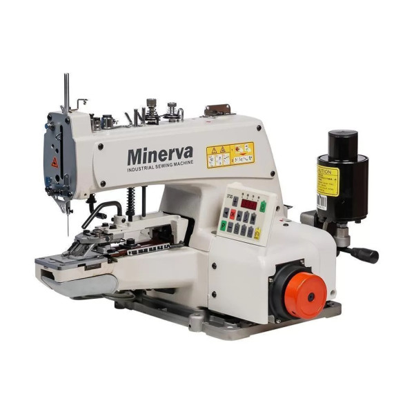 Minerva М373D Електромеханічна гудзикова машина ланцюгового стібка зі вбудованим серводвигуном, панеллю управління та автоматичними функціями
