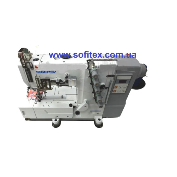 GEMSY SG 5501 AE-02DN Трёхигольная пятиниточная распошивальная машина со встроенным сервоприводом,позиционером иглы и укладчиком верхней нити.