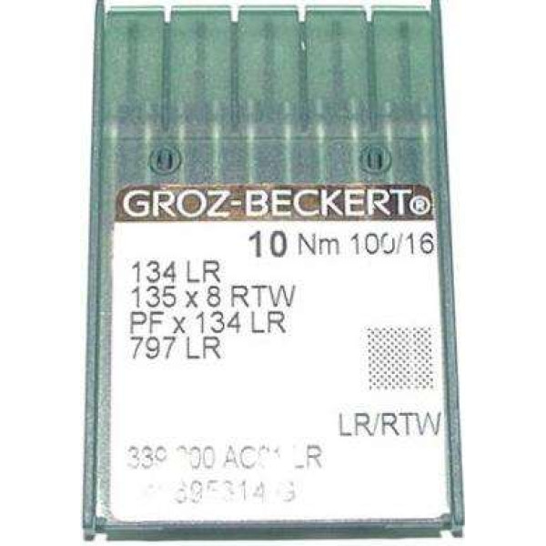 Игла Groz-Beckert 134LR, 135x8 RTW, PFx134 LR с толстой колбой правая лопатка для кожи 10 шт/уп