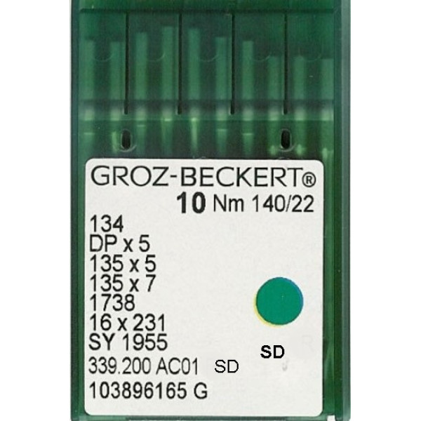 Голка Groz-Beckert 134, DPx5, 135x5, 135x7 SD з товстою колбою для м'якої шкіри 10 шт/уп