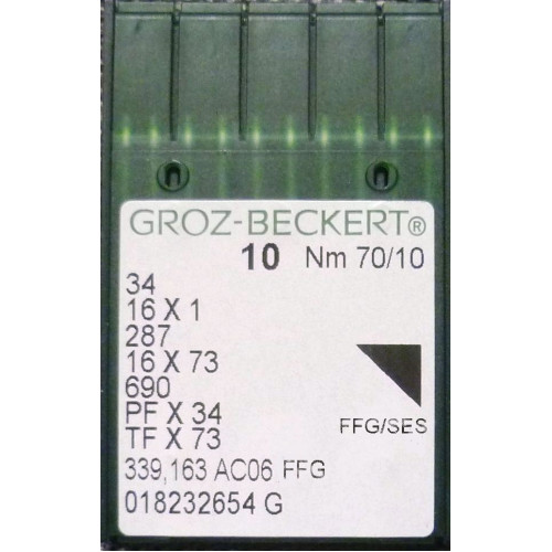 Голка Groz-Beckert 34, 16x1, 287, 16x73 FFG №70 в упаковці 10 шт