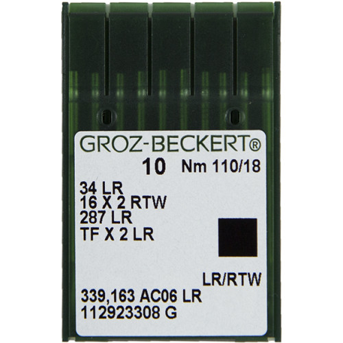 Голка Groz-Beckert 34LR, 16x2RTW, 287LR з тонкою колбою права лопатка для шкіри 10 шт/уп