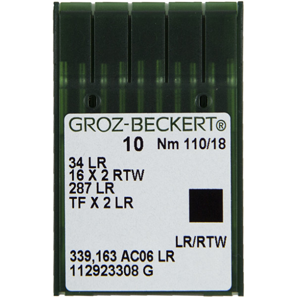 Голка Groz-Beckert 34LR, 16x2RTW, 287LR з тонкою колбою права лопатка для шкіри 10 шт/уп