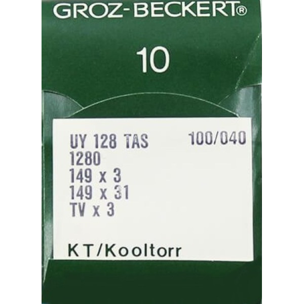 Игла Groz-Beckert UY128TAS, 1280, 149x3 KT №140 тефлоновая для распошивалки 10 шт/уп