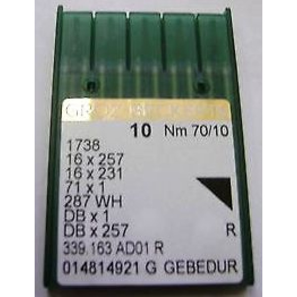 Голка Groz-Beckert DBx1,1738,16x257 GEBEDUR з тонкою колбою та позолотою 10 шт/уп