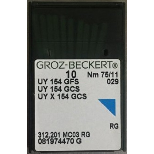 Голка Groz-Beckert UY154GFS, UY154GCS №70 оверлочна загнута в упаковці 10 шт.