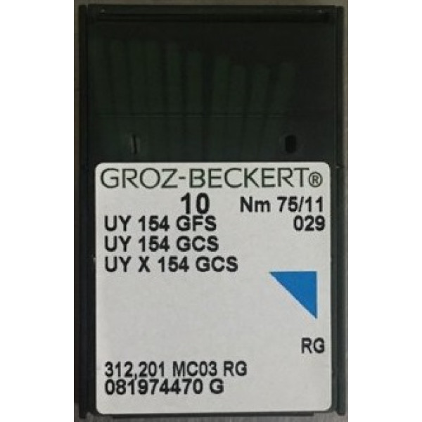 Голка Groz-Beckert UY154GFS, UY154GCS №70 оверлочна загнута в упаковці 10 шт.