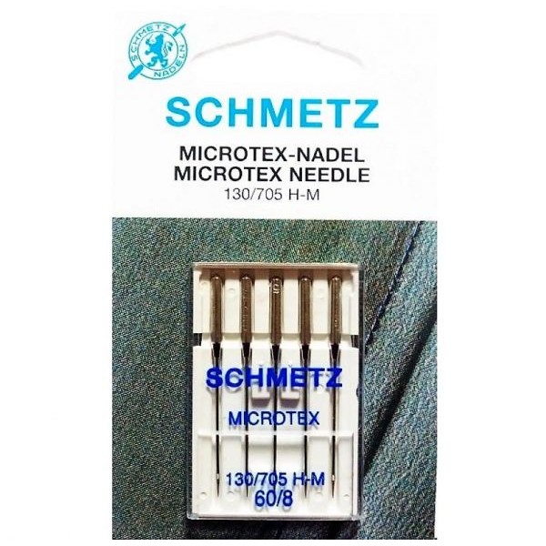 Иглы Schmetz для шелка и микрофазы MICROTEX №60 для швейных машин 5шт