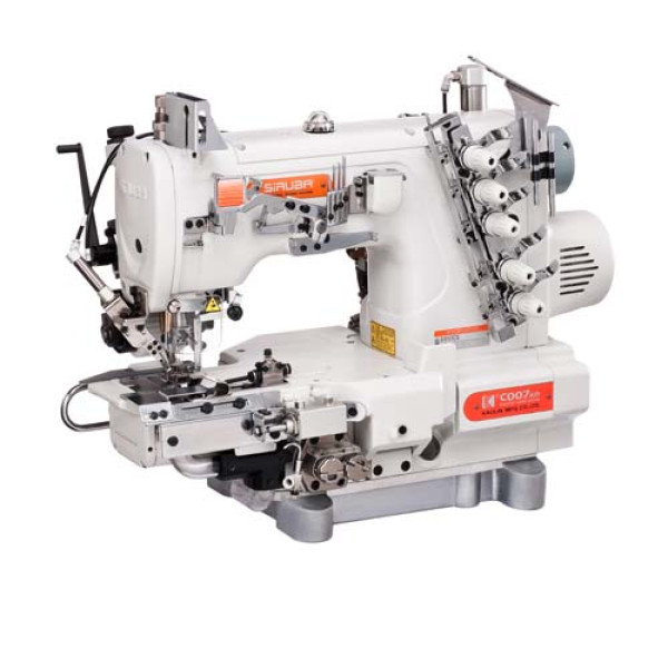 Siruba C007KD-W812A-356/CRL/UTP/CL/RL Плоскошовная швейная машина (распошивалка) с левосторонней подрезкой края материала, пулером для продвижения и пневмообрезкой нитей
